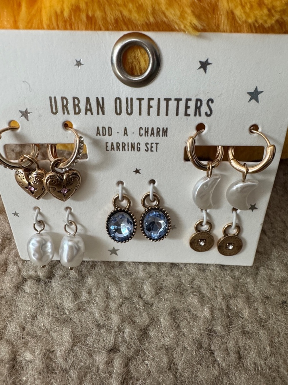 Urban Outfitters Gold-Tone & Pearl Charm Earring Huggie Charm Set- NWT